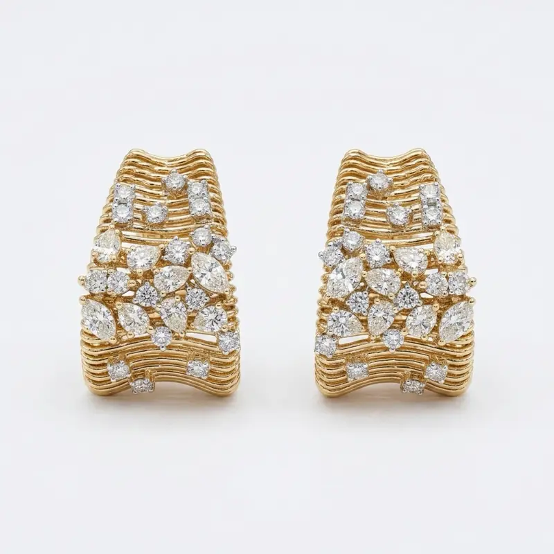 Aegean Textured Diamond Earrings by Maison Kastel