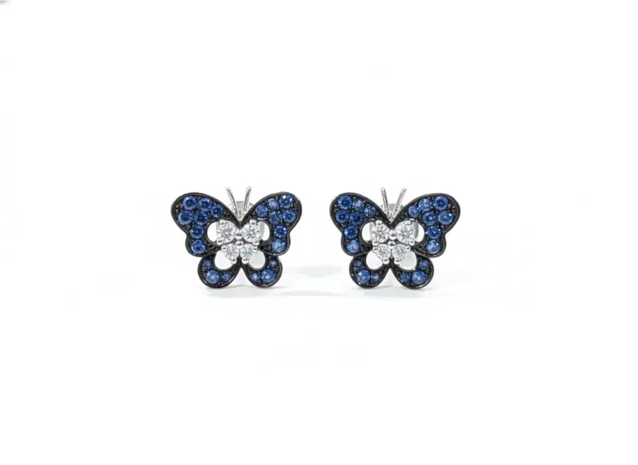 Petite Butterfly Studs, Blue Sapphire by Maison Kastel