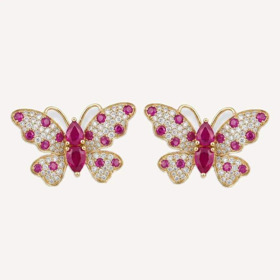 Butterfly Earrings, Ruby by Maison Kastel