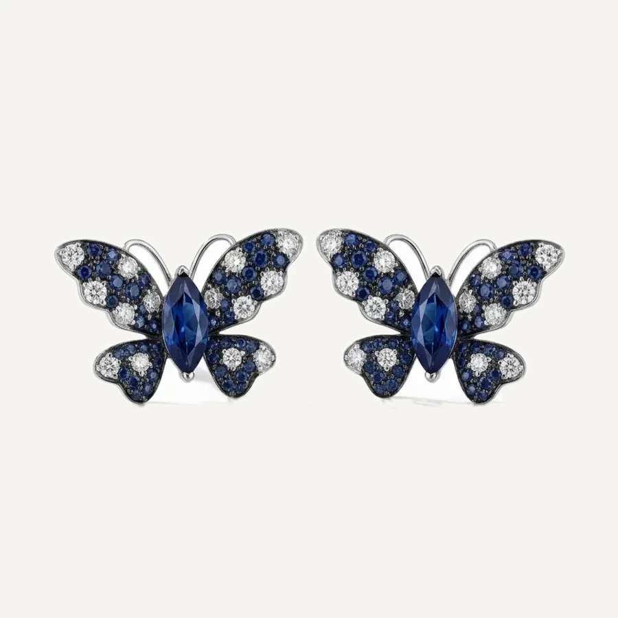 Butterfly Earrings, Blue Sapphire by Maison Kastel