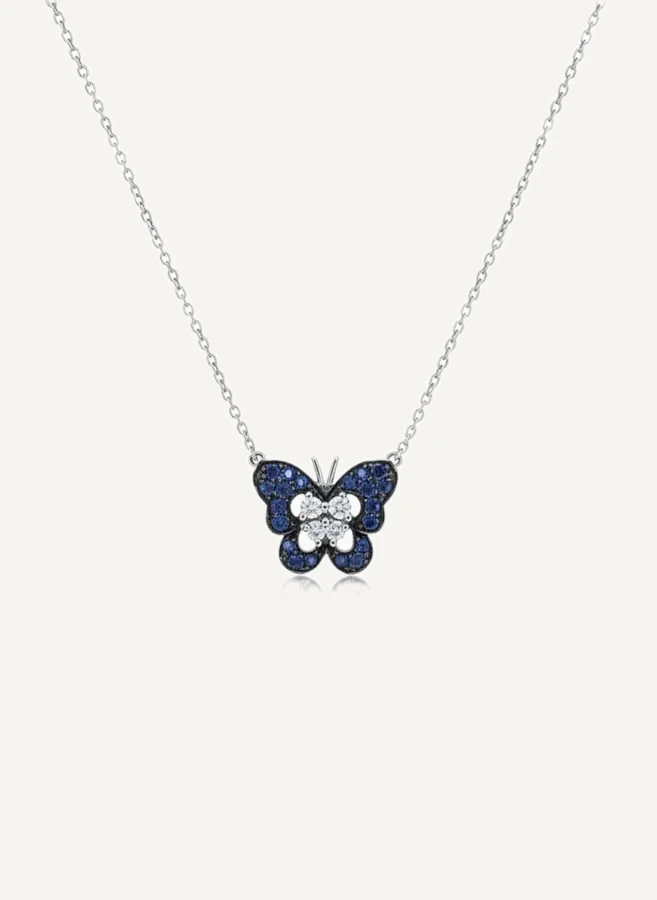 Petite Butterfly Necklace, Blue Sapphire by Maison Kastel